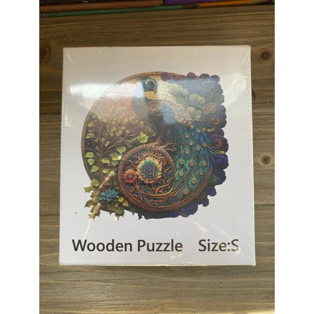 Premium Wooden Jigsaw Puzzle- Peacock, Small Uniquely-Shaped Pieces, Great Gift!